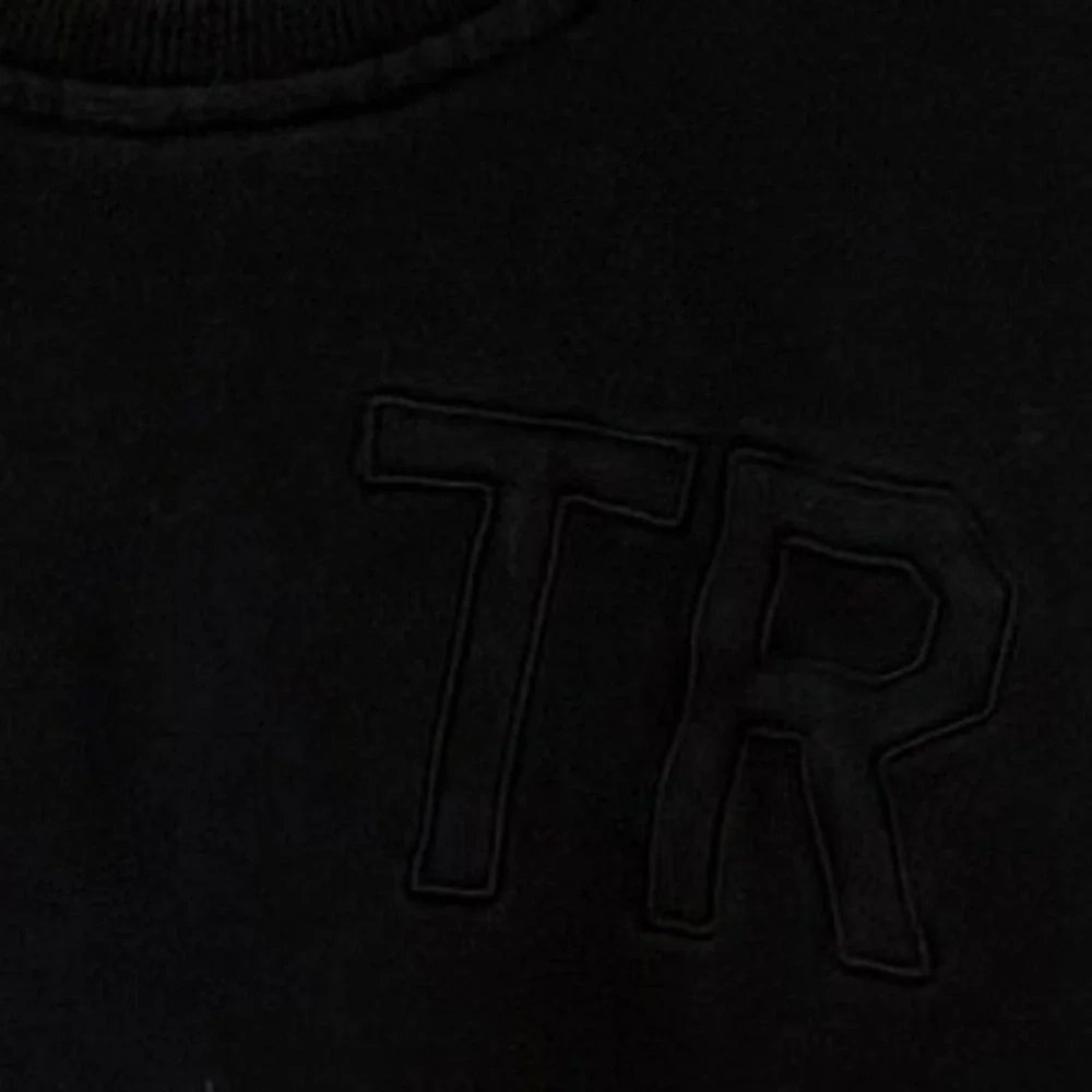 True Religion Mens 2XL Black Tonal TR Logo Crewneck Sweatshirt Fleece Pullover‎